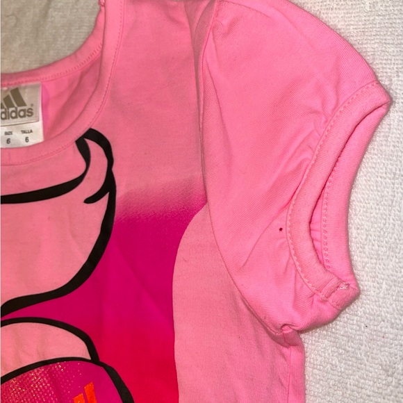 ADIDAS Little Girls Graphic Tees , short sleeve Size 6 Pink Color - Picture 5 of 8